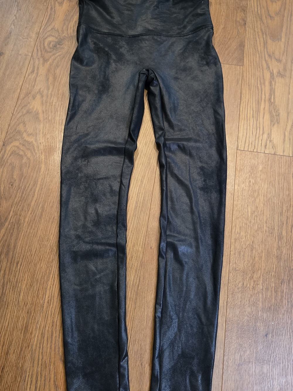 SPANX Faux Leather Leggings Women's Medium M Black High Rise Shaping Stretch